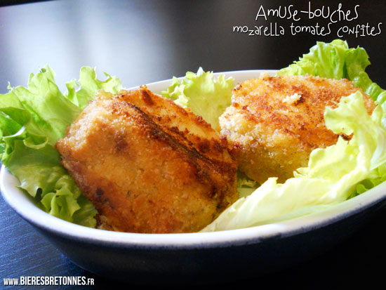 Croquettes mozarella tomates confites basilic