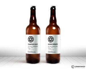 Mockup Étiquette Diskenn Brassins Uniques par Clément Droff, graphiste spécialisé bière et microbrasserie
