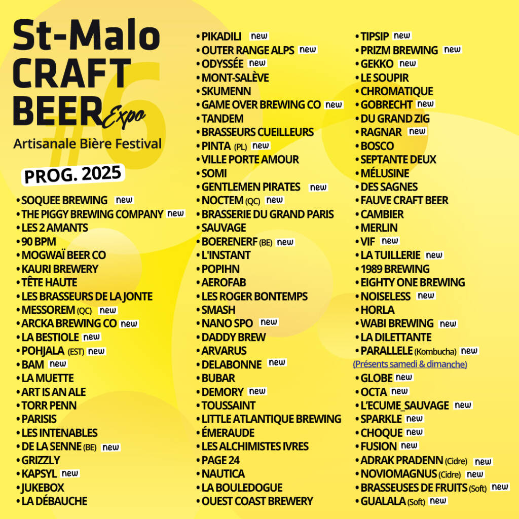 Programmation Saint Malo Craft Beer Expo 2025